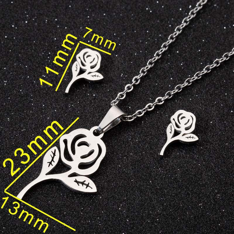 1 Set Fashion Geometric Titanium Steel Plating Earrings Necklace