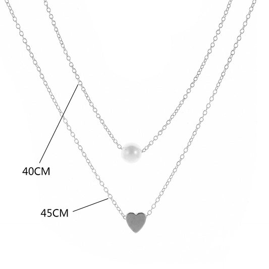 1 Piece Fashion Heart Shape Alloy Inlay Pearl Gold Plated Silver Plated Valentine's Day Women's Layered Necklaces