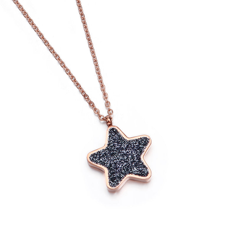 1 Piece Fashion Pentagram Titanium Steel Plating Inlay Artificial Gemstones Pendant Necklace