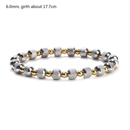 1 Piece Simple Style Circle Stainless Steel Beaded Plating Bracelets