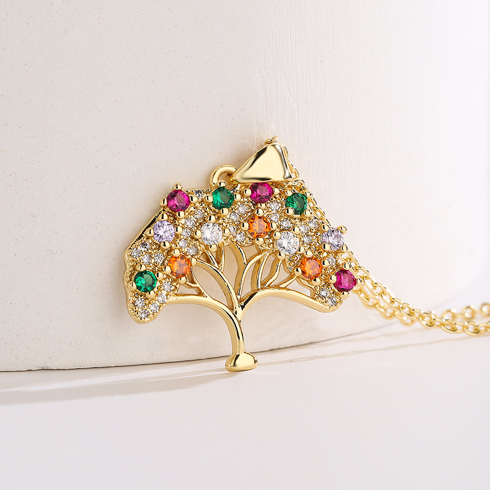 1 Piece Fashion Tree Copper Inlay Zircon Pendant Necklace