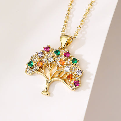 1 Piece Fashion Tree Copper Inlay Zircon Pendant Necklace