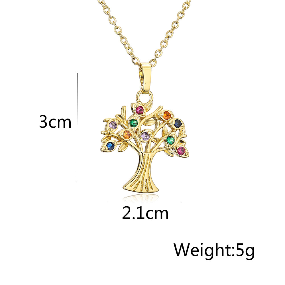 1 Piece Fashion Tree Copper Inlay Zircon Pendant Necklace