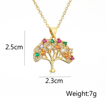 1 Piece Fashion Tree Copper Inlay Zircon Pendant Necklace