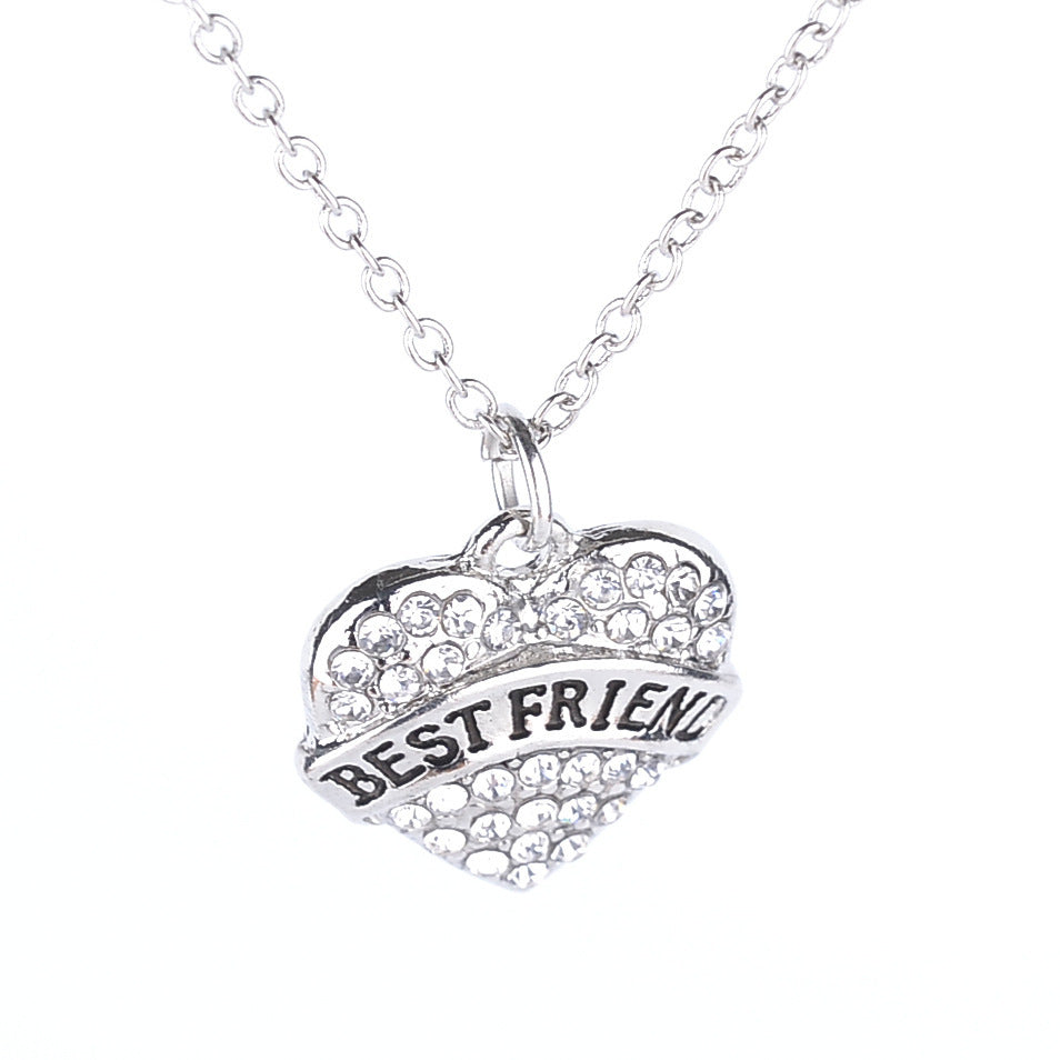 Fashion Mama Heart Shape Alloy Inlay Rhinestones Unisex Pendant Necklace