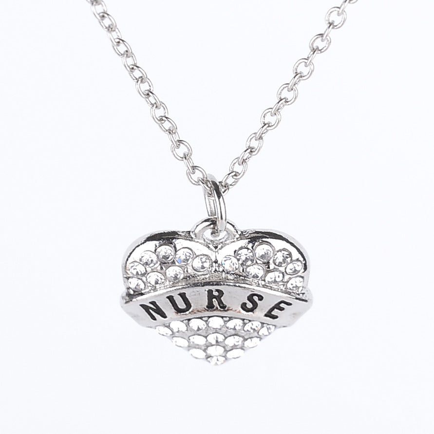 Fashion Mama Heart Shape Alloy Inlay Rhinestones Unisex Pendant Necklace