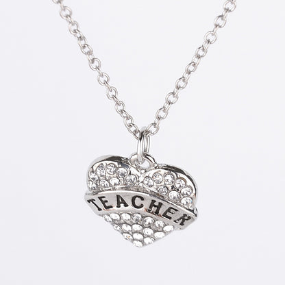 Fashion Mama Heart Shape Alloy Inlay Rhinestones Unisex Pendant Necklace