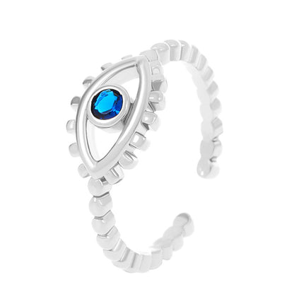 Fashion Eye Rhinestone Inlay Zircon Women's Open Ring