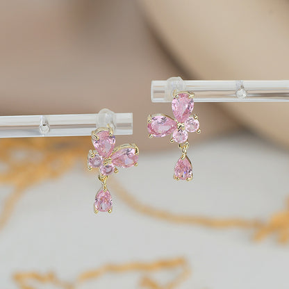 1 Pair Fashion Sweet Butterfly Copper Irregular Plating Zircon Drop Earrings