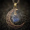 Vintage Style Ethnic Style Moon Alloy Inlay Natural Stone Crystal Women's Pendant Necklace