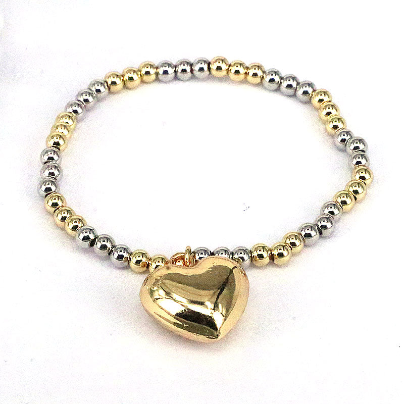 Fashion Heart Shape Copper Gold Plated Bracelets In Bulk