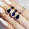 1 Set Fashion Water Droplets Copper Inlaid Zircon Earrings Necklace