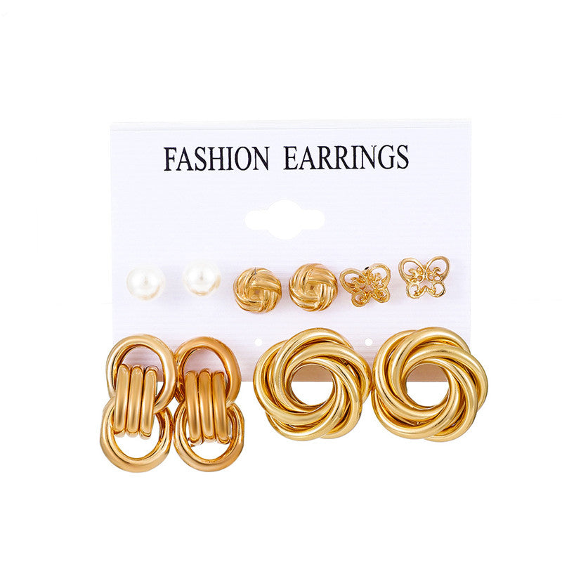 1 Set Fashion Triangle Circle Butterfly Synthetics Metal Copper Asymmetrical Inlay Artificial Pearls Rhinestones Zircon 18k Gold Plated Gold Plated Silver Plated Women's Earrings