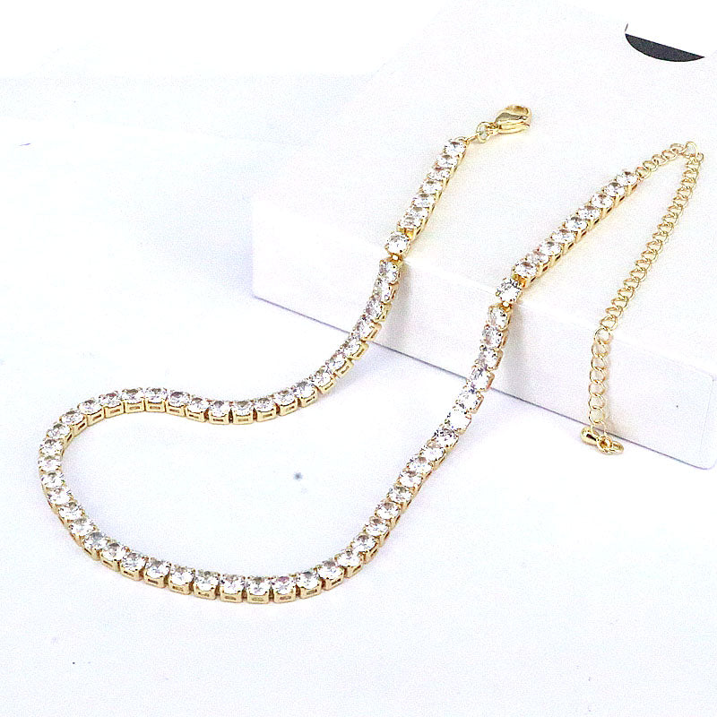 1 Piece Retro Square Copper Plating Inlay Zircon Necklace