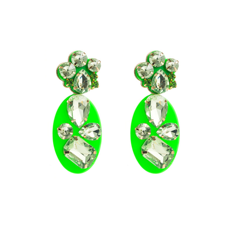 1 Pair Classic Style Oval Water Droplets Arylic Inlay Rhinestones Glass Women's Drop Earrings