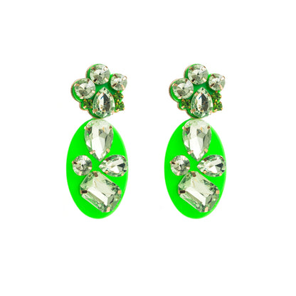 1 Pair Classic Style Oval Water Droplets Arylic Inlay Rhinestones Glass Women's Drop Earrings