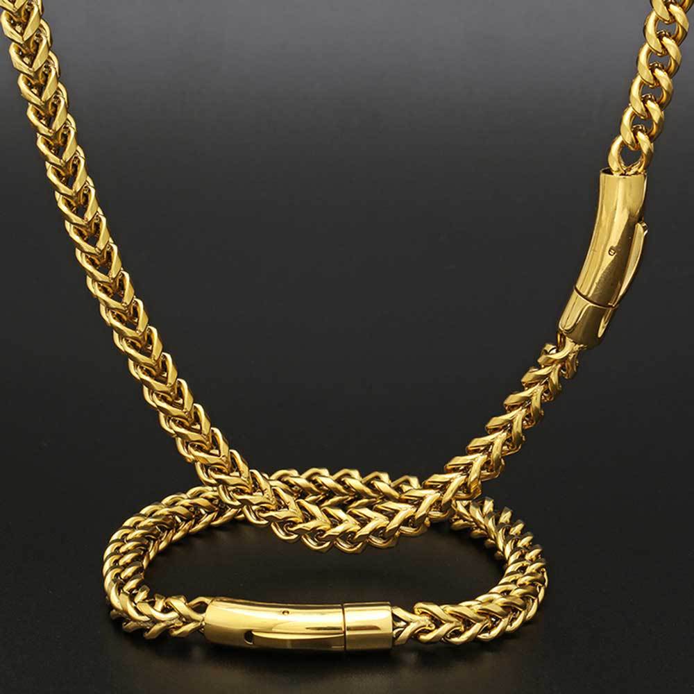 Hip-hop Solid Color Stainless Steel Chain Jewelry Set