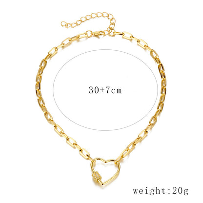 1 Piece Fashion Heart Shape Alloy Plating Inlay Artificial Diamond Women's Pendant Necklace