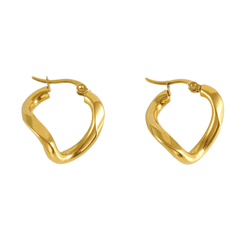 1 Pair Simple Style Geometric Irregular Stainless Steel 18k Gold Plated Hoop Earrings