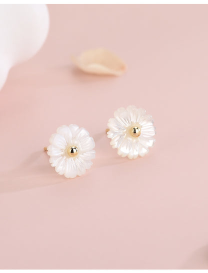 1 Pair Sweet Flower Sterling Silver Ear Studs