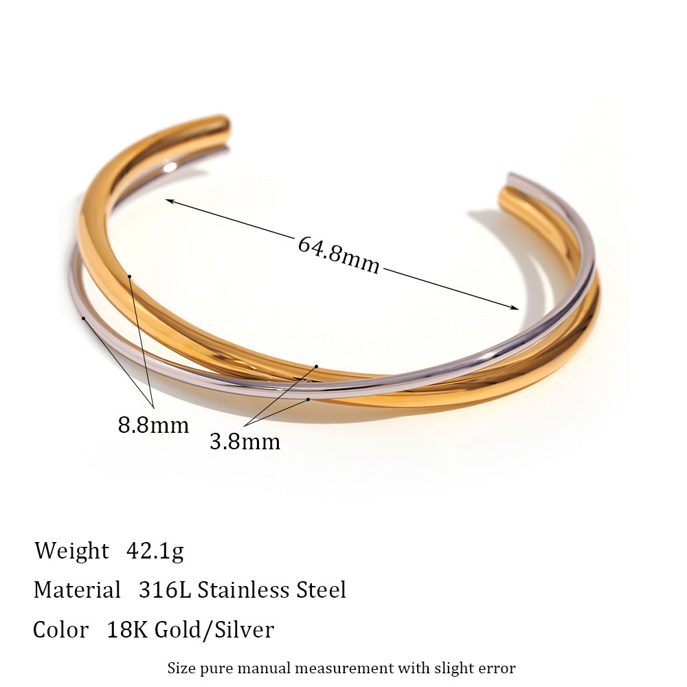 1 Piece Simple Style Solid Color Stainless Steel Plating Bangle