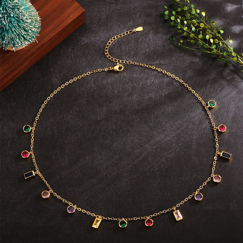 1 Piece Fashion Color Block Copper Inlay Zircon Necklace