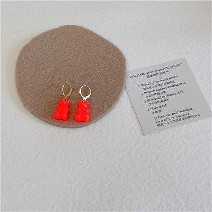 Cute Fashion Bear Bear Plastic Resin Resin Earrings