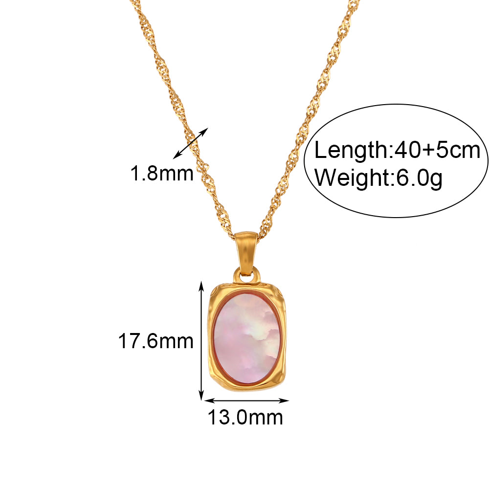 Fashion Oval Stainless Steel Plating Shell 18k Gold Plated Pendant Necklace