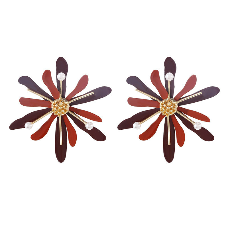 1 Pair Fashion Flower Metal Stoving Varnish Women's Ear Studs