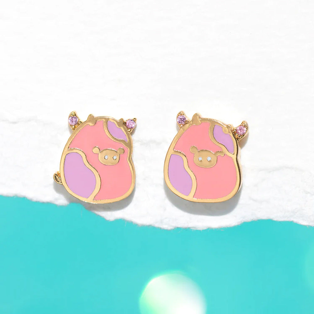 1 Pair Cartoon Style Cartoon Character Metal Enamel Women's Ear Studs