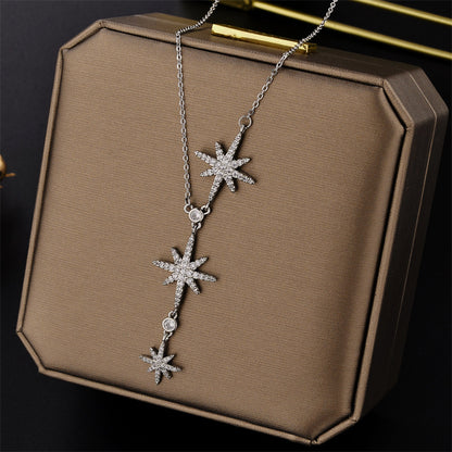 Ig Style Basic Star Titanium Steel Inlay Zircon Necklace