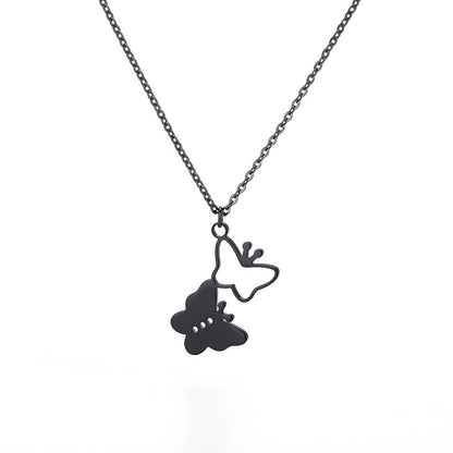 1 Piece Simple Style Heart Shape Butterfly Stainless Steel Plating Pendant Necklace