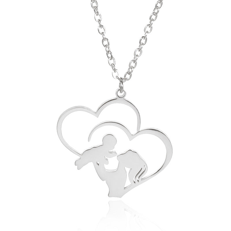 1 Piece Cute Mama Human Heart Shape Stainless Steel Plating Pendant Necklace