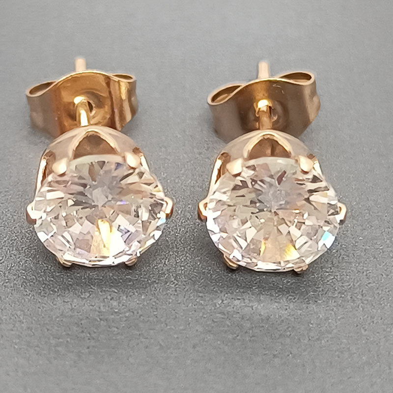 1 Pair Basic Geometric Plating Titanium Steel Zircon Ear Studs