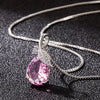 Fashion Leaf Water Droplets Copper Inlay Crystal Pendant Necklace