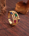 1 Piece Fashion Round Dots Metal Inlay Zircon 18k Gold Plated Women's Open Ring