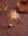 1 Piece Fashion Round Dots Metal Inlay Zircon 18k Gold Plated Women's Open Ring