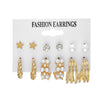 Retro Round Alloy Plating Artificial Pearls Women's Earrings Ear Studs 6-piece Set