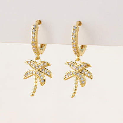 1 Pair Fashion Geometric Plating Copper Zircon Drop Earrings