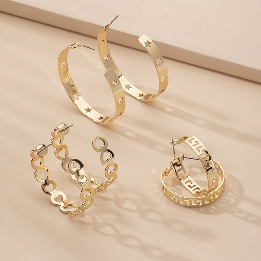 Korea C-shaped Chain Hollow Hip Hop Exaggerated Fashion Circle Earrings Wholesale Gooddiy