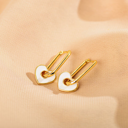 1 Pair Simple Style Heart Shape Enamel Plating Copper 18k Gold Plated Drop Earrings