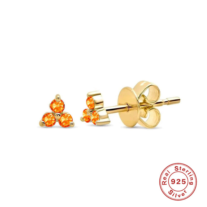 Fashion Round Silver Plating Inlay Zircon Ear Studs 1 Pair