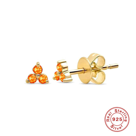 Fashion Round Silver Plating Inlay Zircon Ear Studs 1 Pair