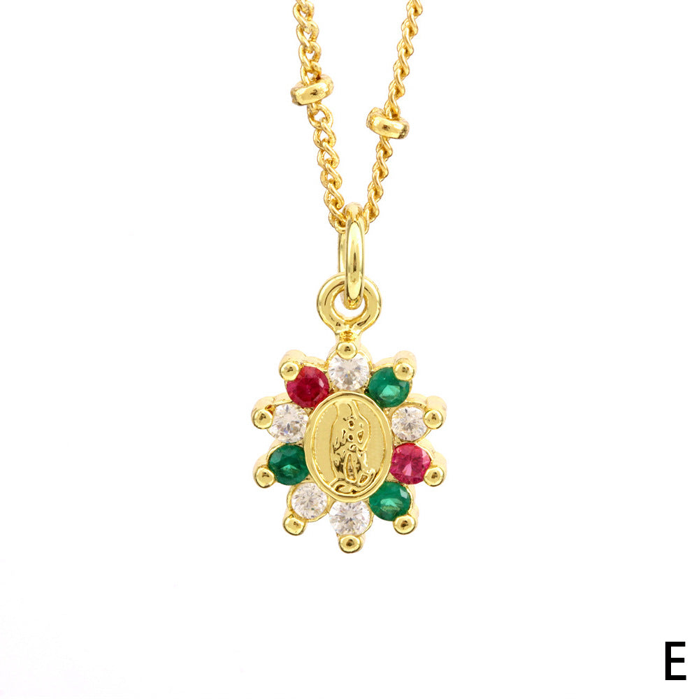 Fashion Saint Copper Plating Zircon Pendant Necklace