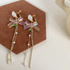 1 Pair Fashion Bow Knot Alloy Glass Beaded Plating Women's Ear Clips Earrings