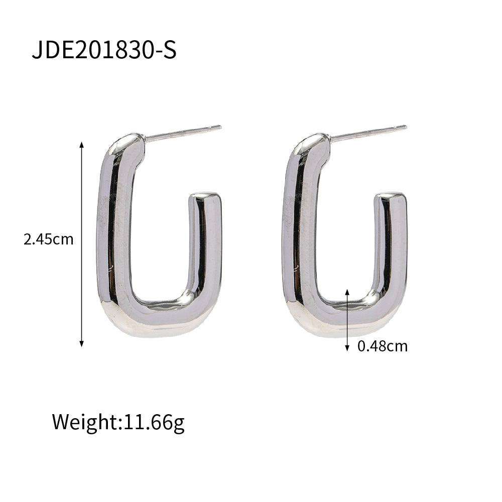 Fashion Geometric Plating Stainless Steel No Inlaid Earrings