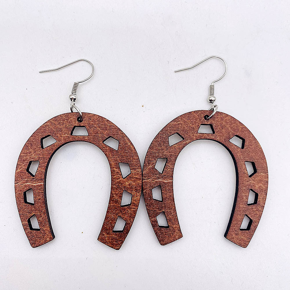 Cowboy Style U Shape Cartoon Character Wood Women's Ear Hook