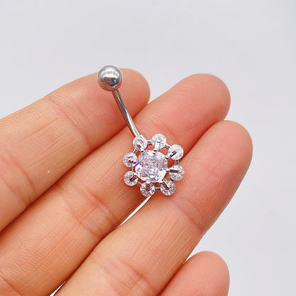 1 Piece Fashion Star Heart Shape Butterfly Stainless Steel Inlay Zircon Belly Ring