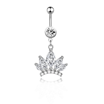 Streetwear Owl Crown Butterfly Stainless Steel Plating Inlay Zircon Belly Ring