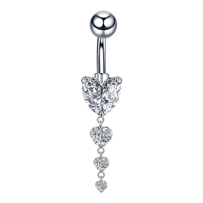 1 Piece Fashion Star Heart Shape Butterfly Stainless Steel Inlay Zircon Belly Ring